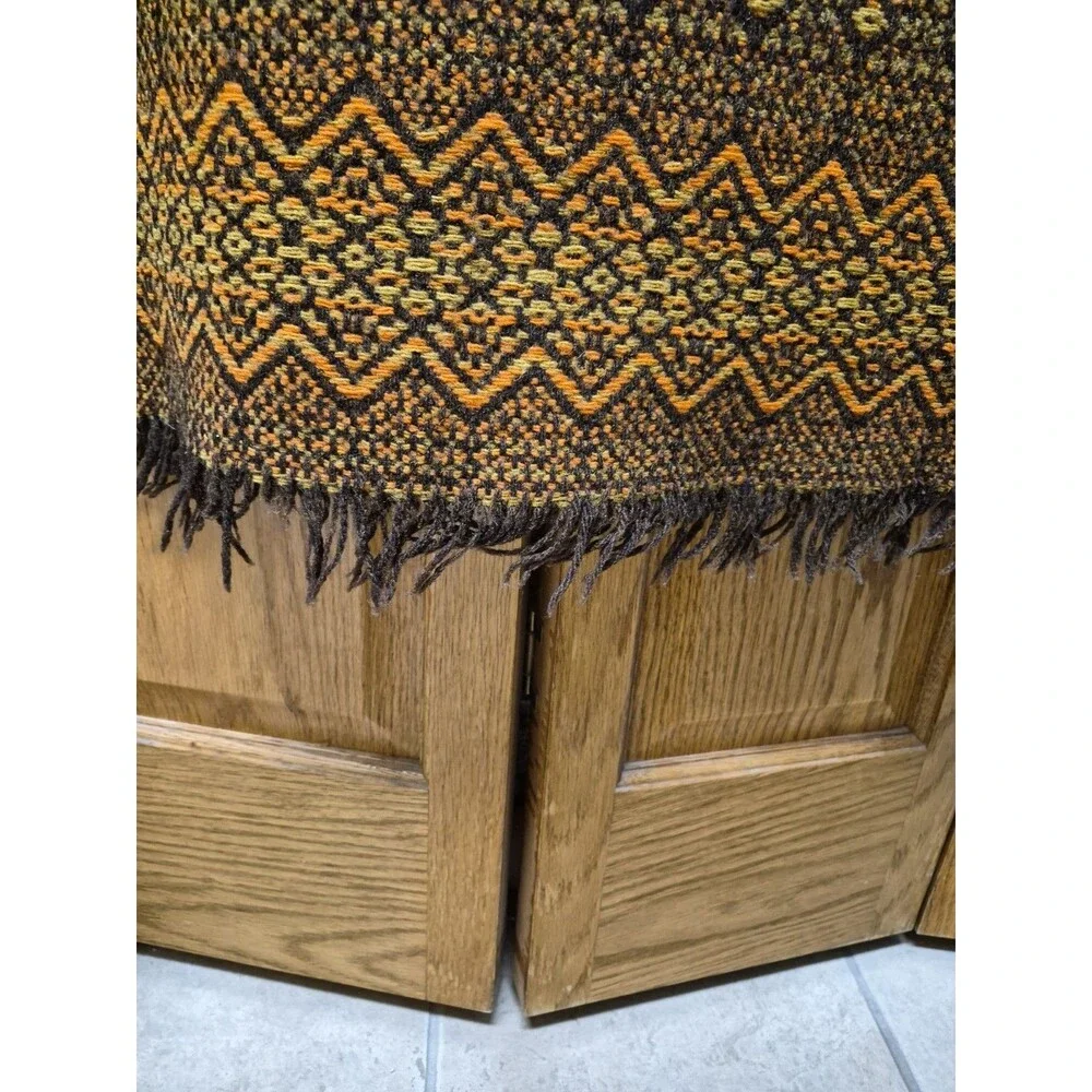 Vintage Amana Woolen Mills 100% Wool Blanket Fringe Aztec Light Damage 52x60
